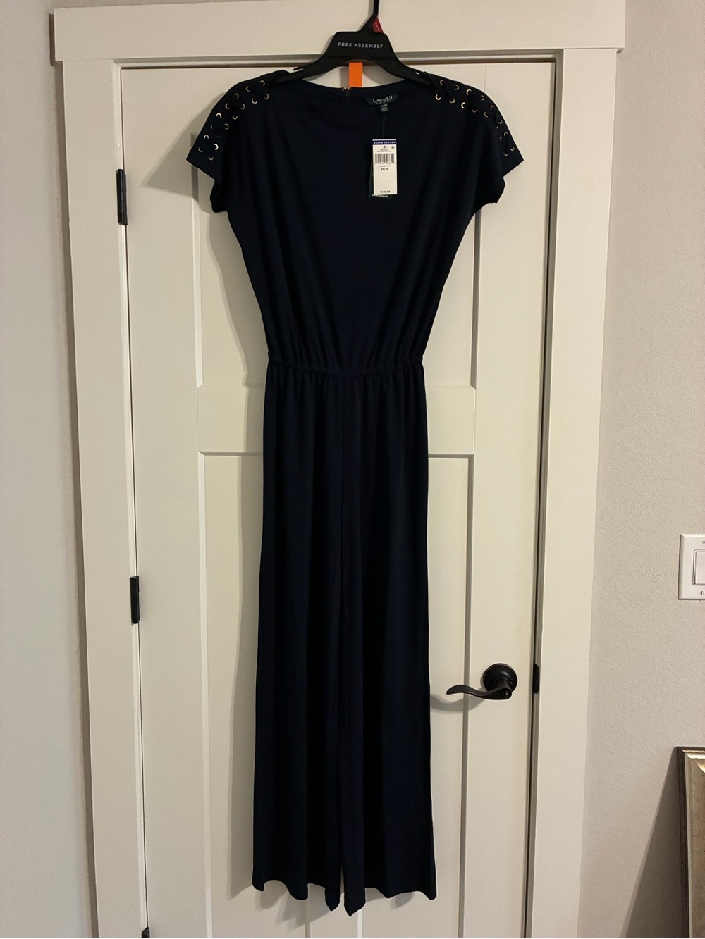 Lauren Ralph Lauren Navy Grommet-Shoulder Jumpsuit